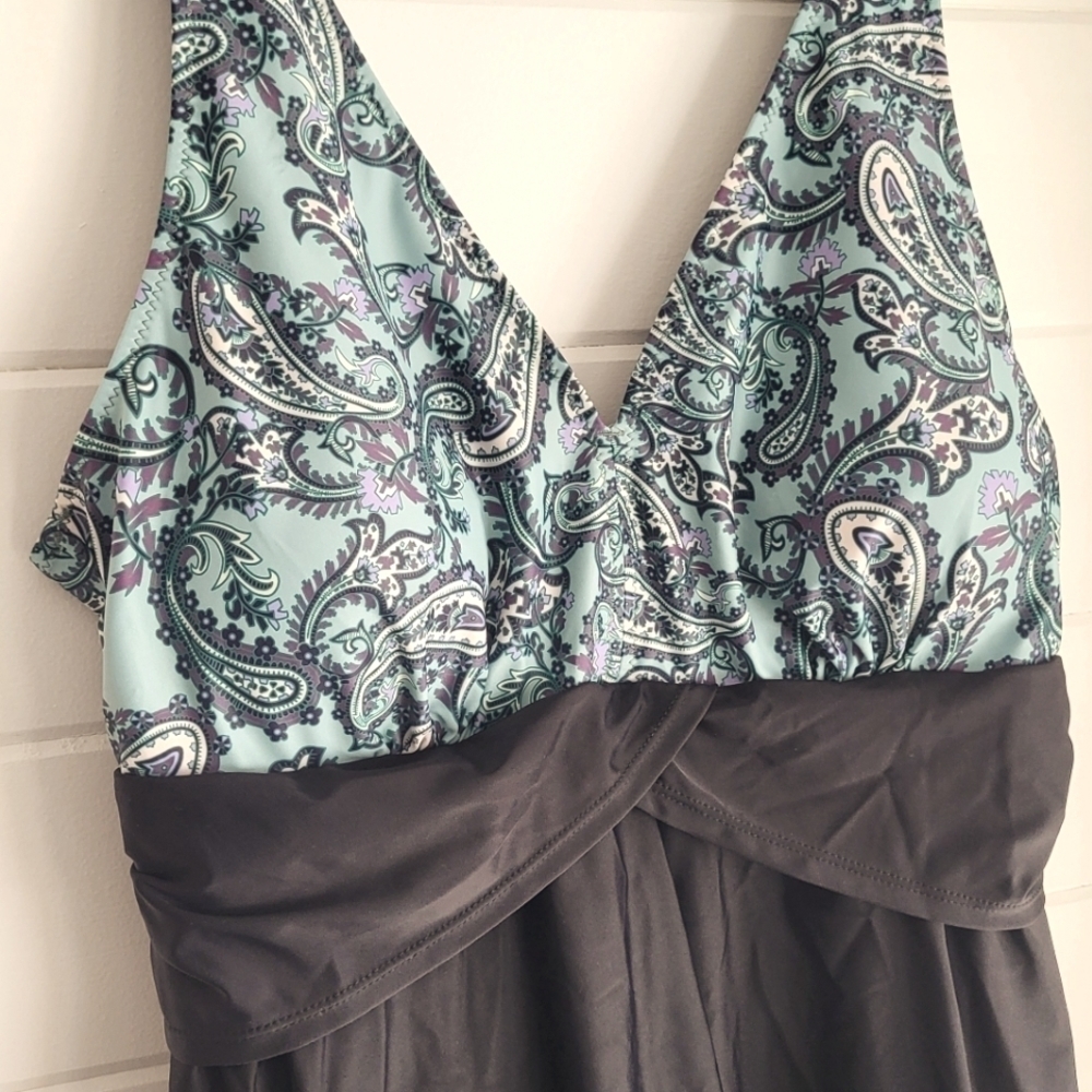 Summer Mae Paisley Print Adjustable Strap Swim Dress Size 18W - Picture 2 of 13